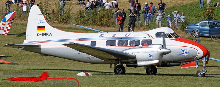 DeHavilland D.H. 104 DOVE, D-INKA, Baujahr 1949 in den Farben der LTU-Classic